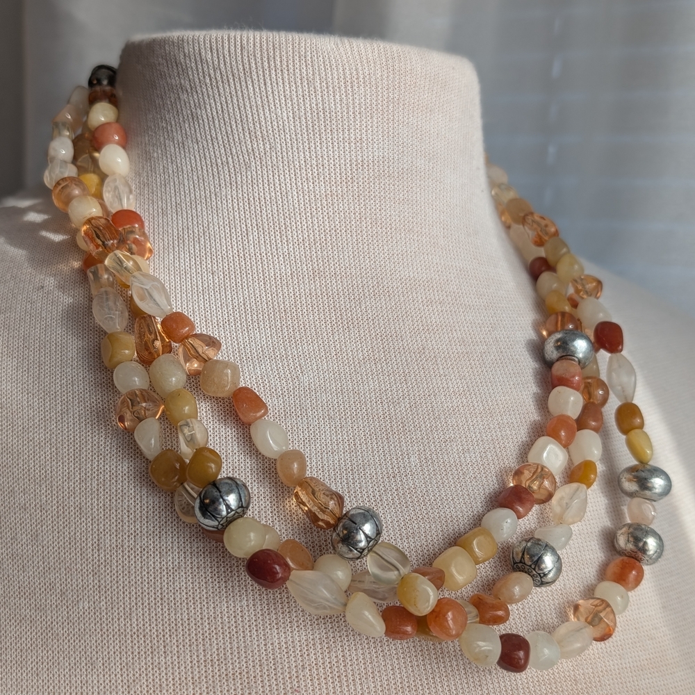 Chic Beaded Necklace with Silver Accents
